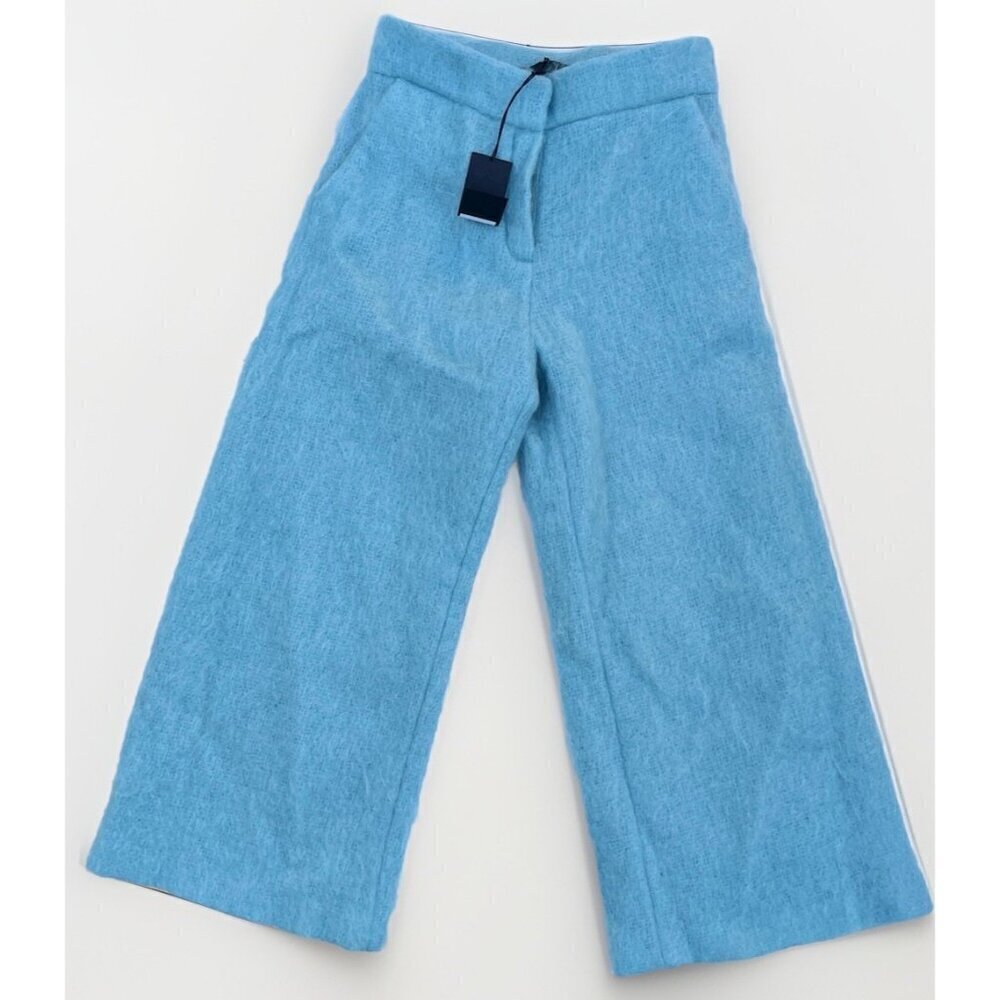 American Retro Renaud Mohair Wide Leg Pants Size 34 Baby Blue Nasty Gal Cropped - Picture 14 of 14